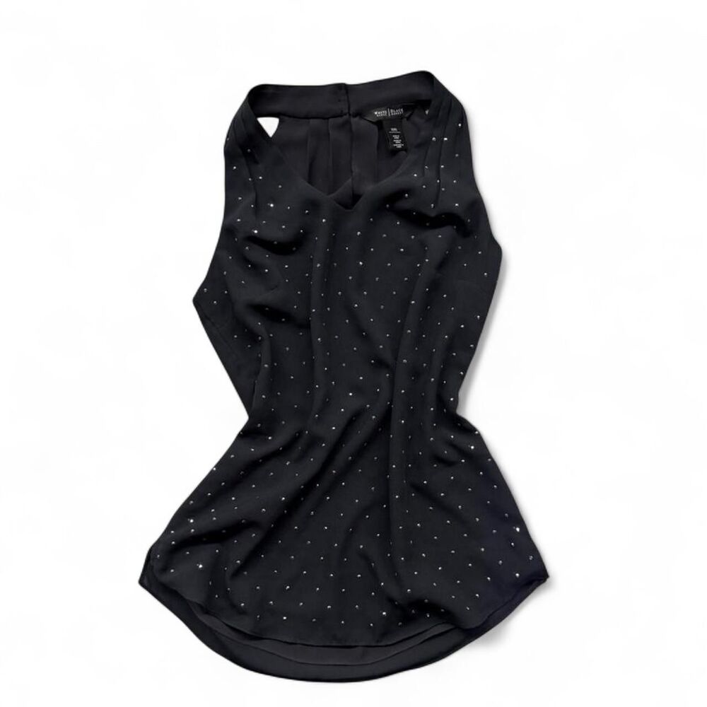 White House Black Market Women's Black Bedazzled Sleeveless Top